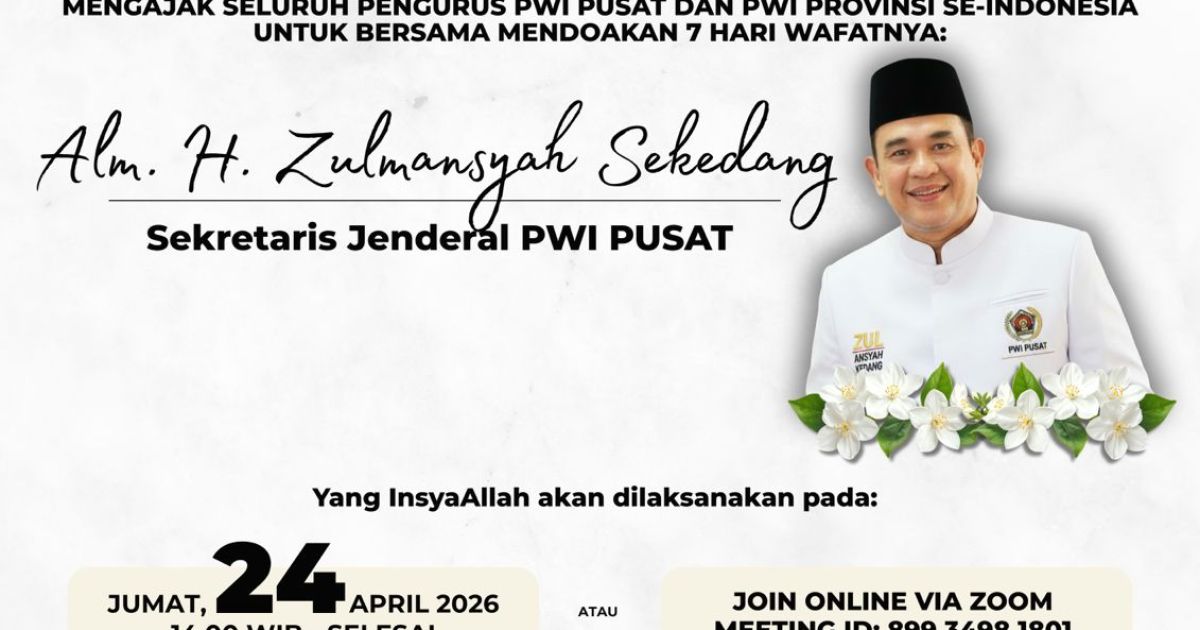 PWI Pusat Gelar Doa Bersama 7 Hari Wafatnya Zulmansyah Sekedang