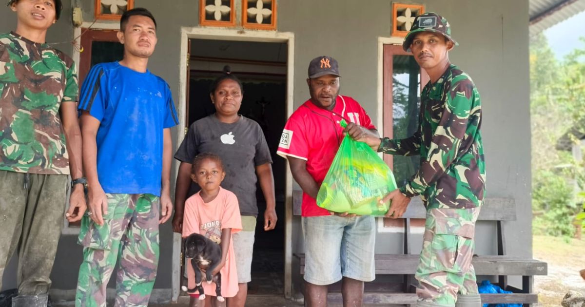 Satgas TMMD Kodim 1807/Sorong Selatan Bagikan Sembako dan Nutrisi, Wujud Nyata Kepedulian Cegah Stunting.
