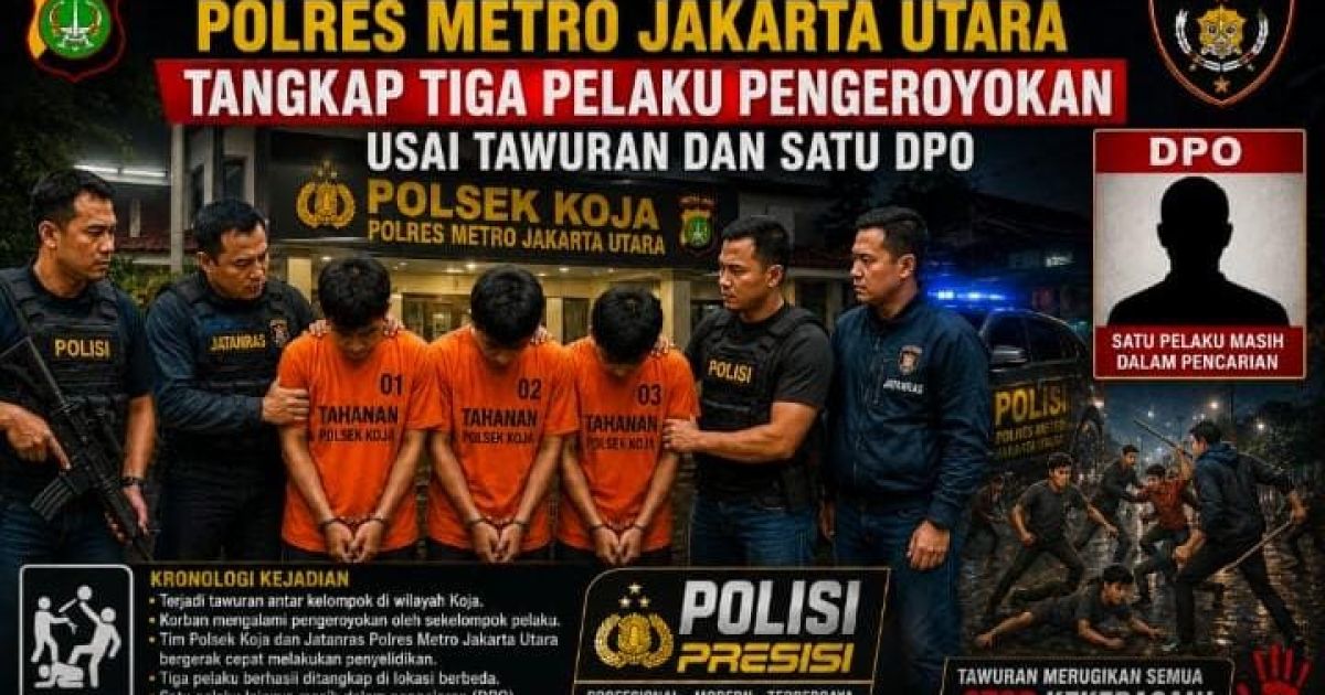 Polisi Tangkap 3 Pelaku Pengeroyokan Remaja Usai Tawuran di Koja, Satu Masih DPO