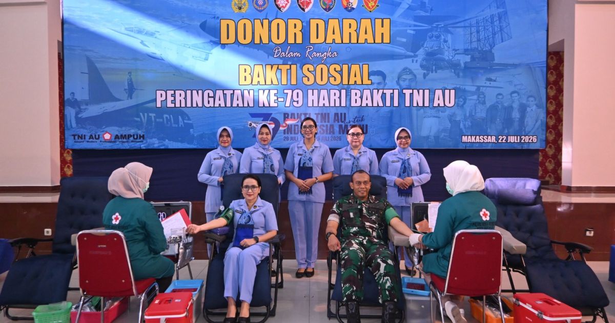 Peringati Hari Bakti ke-79 TNI AU, Lanud Sultan Hasanuddin Gelar Donor Darah untuk Masyarakat