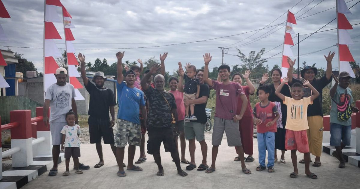 Warga Kampung Jimbi Sambut Rampungnya Jembatan Beton Program Jembatan Garuda di Mimika